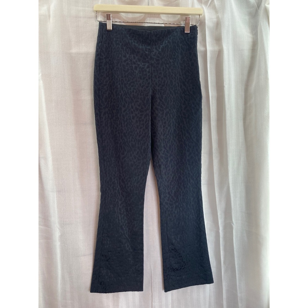 Zara Womens Animal Print Jacquard‎ Bootcut Cropped Dress Pants Black NWOT